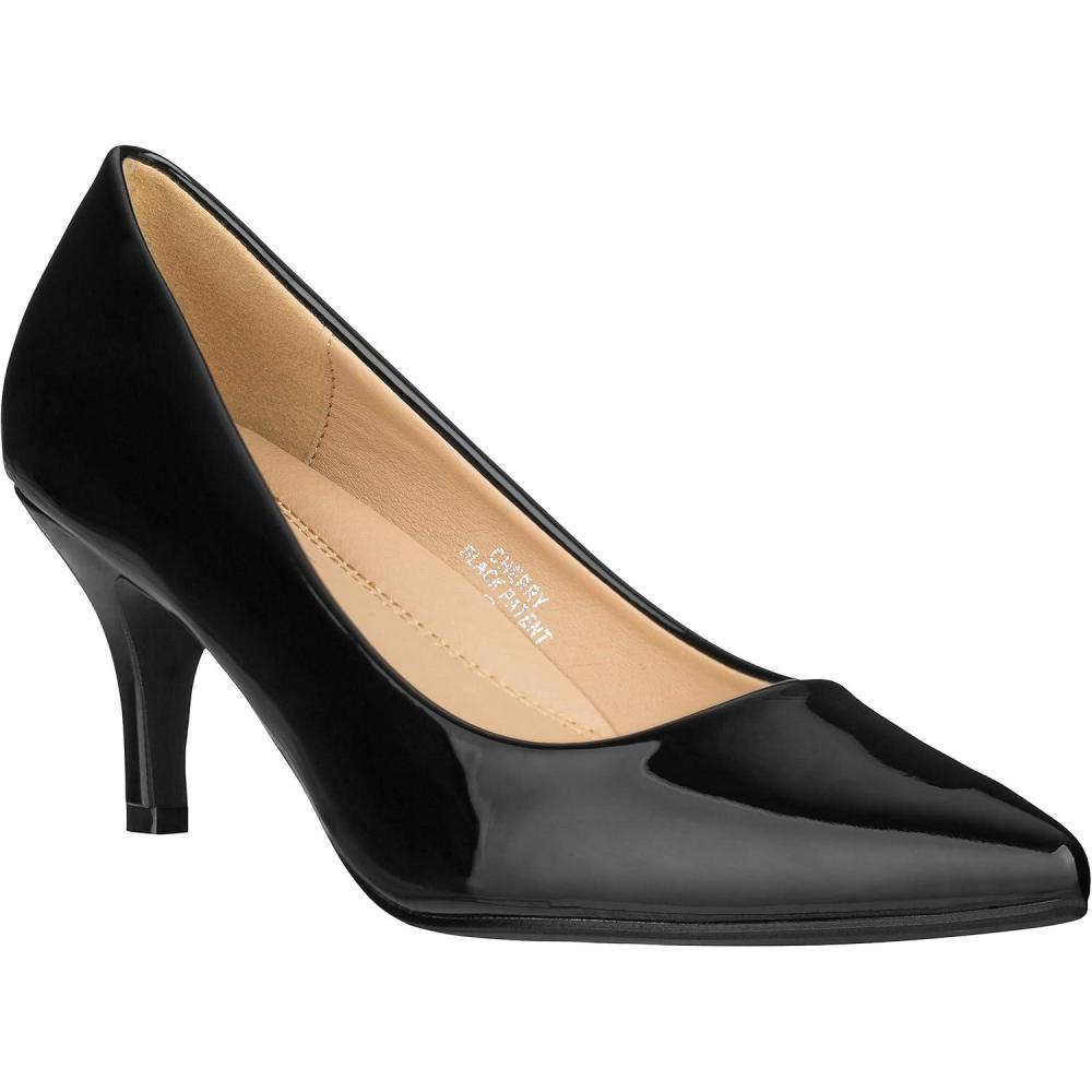 imageILLUDE Classic Pointed Toe Pumps  Comfortable Low Stiletto Heel Pump Shoes  CherryBlack Patent