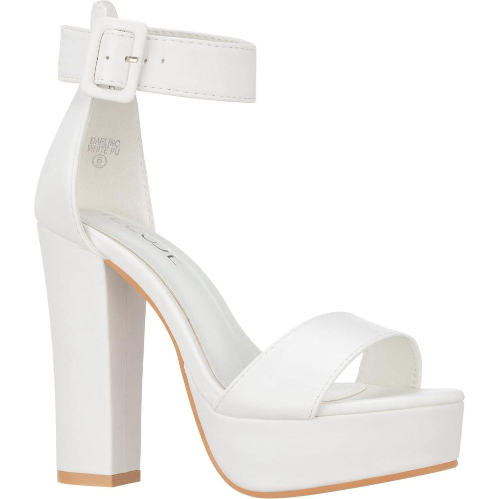 imageILLUDE Womens High Heel Platform Sandals Ankle Strap Chunky Heel Sexy Party Heeled Sandals  DarlingWhite Pu