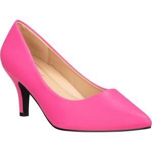 ILLUDE Classic Pointed Toe Pumps – Comfortable Low Stiletto Heel Pump Shoes – Cherry(Flamingo Pu)