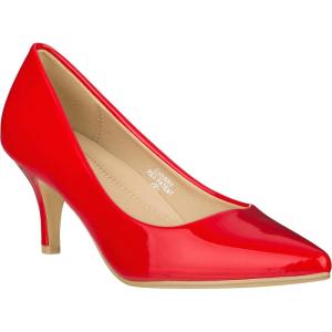ILLUDE Classic Pointed Toe Pumps – Comfortable Low Stiletto Heel Pump Shoes – Cherry(Red Patent)
