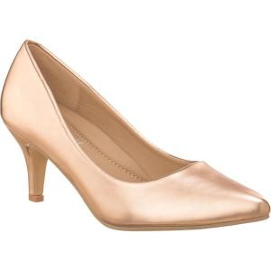 ILLUDE Classic Pointed Toe Pumps – Comfortable Low Stiletto Heel Pump Shoes – Cherry(Rose Gold Pu)