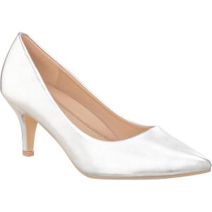 ILLUDE Classic Pointed Toe Pumps – Comfortable Low Stiletto Heel Pump Shoes – Cherry(Silver Pu)