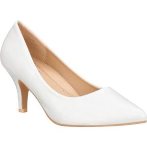 ILLUDE Classic Pointed Toe Pumps – Comfortable Low Stiletto Heel Pump Shoes – Cherry(White Patent)