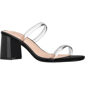 ILLUDE Women’s Block Heel Double Band Square Toe Heeled Sandal Slip On Mule – Lisa(Clear Black)