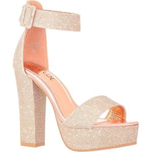 ILLUDE Women’s High Heel Platform Sandals Ankle Strap Chunky Heel Sexy Party Heeled Sandals – Darling(Champagne Glitter)