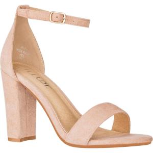 ILLUDE Women’s Open Toe Ankle Strap Chunky Block High Heel – Formal, Wedding, Party Classic Heeled Sandals – Ruby(Nude Suede)