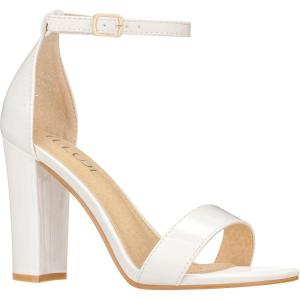 ILLUDE Women’s Open Toe Ankle Strap Chunky Block High Heel – Formal, Wedding, Party Classic Heeled Sandals – Ruby(White Patent)