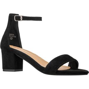 ILLUDE Women’s Open Toe Ankle Strap Low Block Chunky Heels Sandals Party Dress Pumps Shoes(Black Suede)