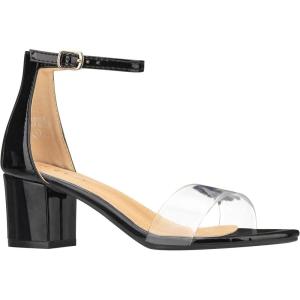 ILLUDE Women’s Open Toe Ankle Strap Low Block Chunky Heels Sandals Party Dress Pumps Shoes(Clear Black)