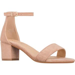 ILLUDE Women’s Open Toe Ankle Strap Low Block Chunky Heels Sandals Party Dress Pumps Shoes(Nude Suede)