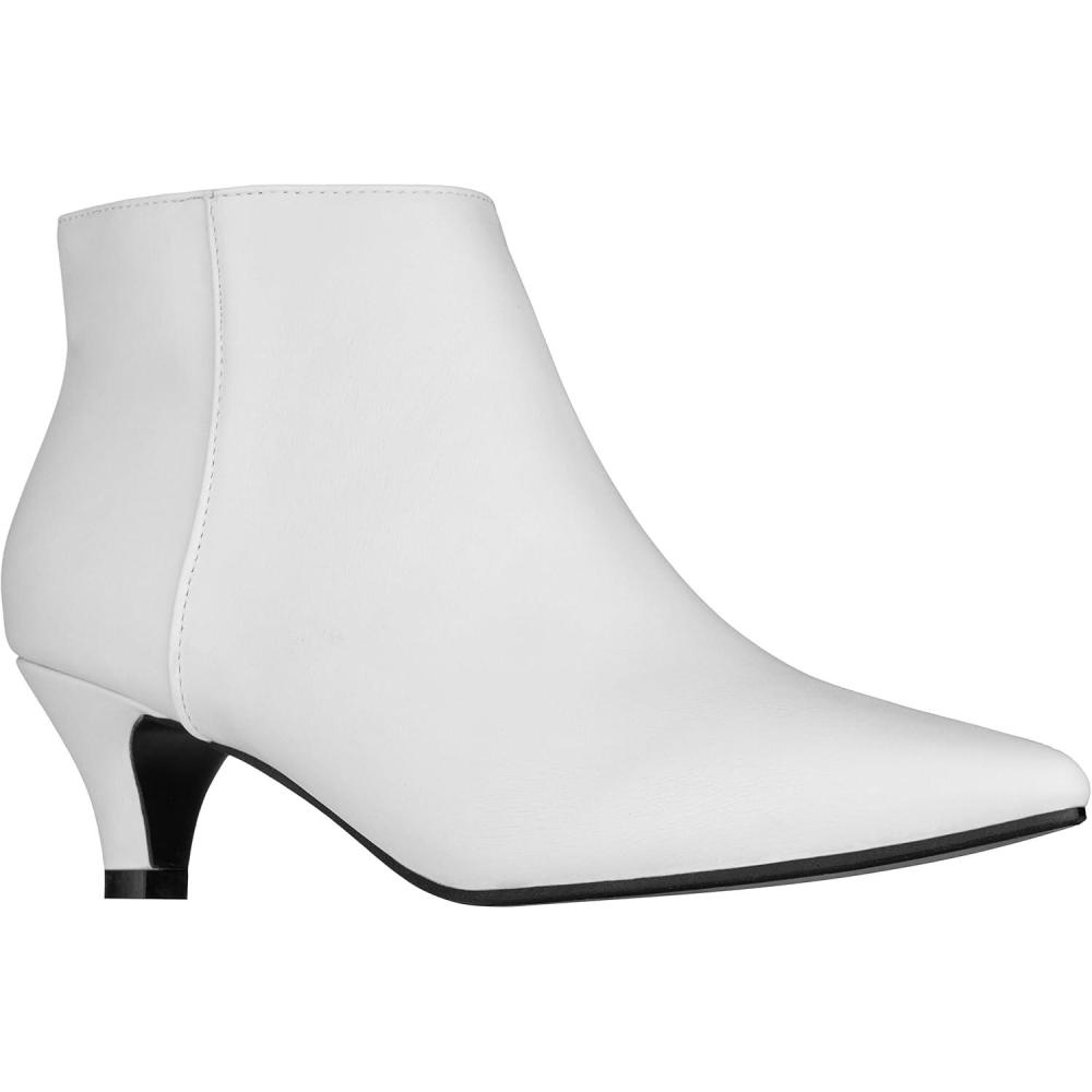 imageILLUDE Womens Fashion Ankle Boots Pointed Toe Ankle Booties Low Heel Short BootsWhite Pu