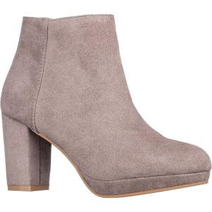 ILLUDE Women’s Ankle Bootie Side Zip Comfortable Block Heel Chunky Platform Ankle Boots(Taupe Suede)