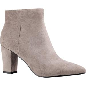 ILLUDE Women’s Fashion Ankle Boots Comfortable Chunky Block Heel Pointed Toe Booties(Taupe Suede)