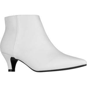 ILLUDE Women’s Fashion Ankle Boots Pointed Toe Ankle Booties Low Heel Short Boots(White Pu)