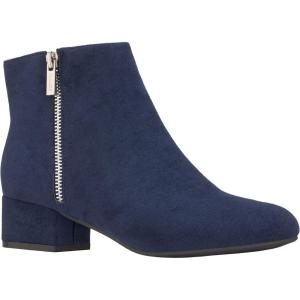 ILLUDE Women’s Low Heel Ankle Boot Casual Zip Up Booties Comfortable Everyday Round Toe Bootie(Navy Suede)