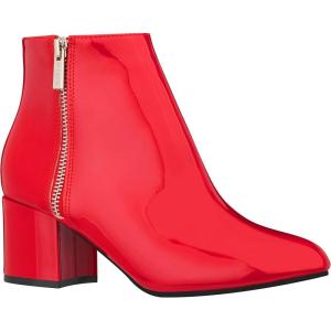 ILLUDE Women’s Low Heel Ankle Boot Casual Zip Up Booties Comfortable Everyday Round Toe Bootie(Red Patent)