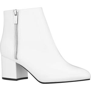 ILLUDE Women’s Low Heel Ankle Boot Casual Zip Up Booties Comfortable Everyday Round Toe Bootie(White Patent)
